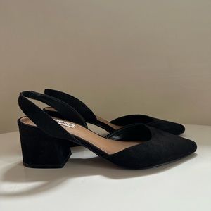Steve Madden Black Suede Slingback Block Heel Pumps